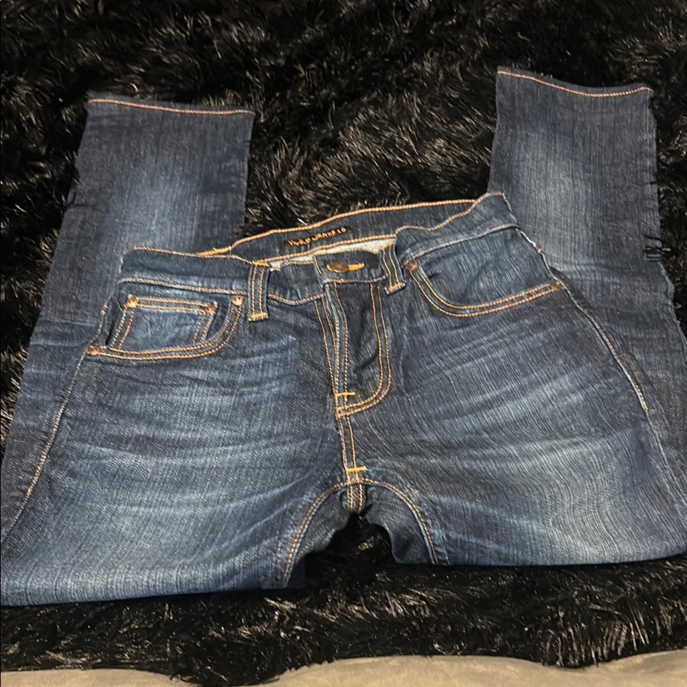 Nudie Jeans Blue Straight Denim with Vintage Fading